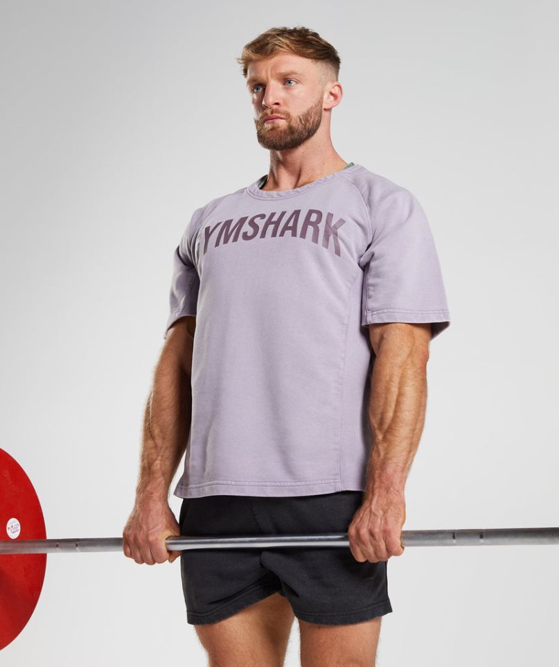 Gymshark Power Washed Rag Top T-shirts Herren Lila | AT-49-MOZU