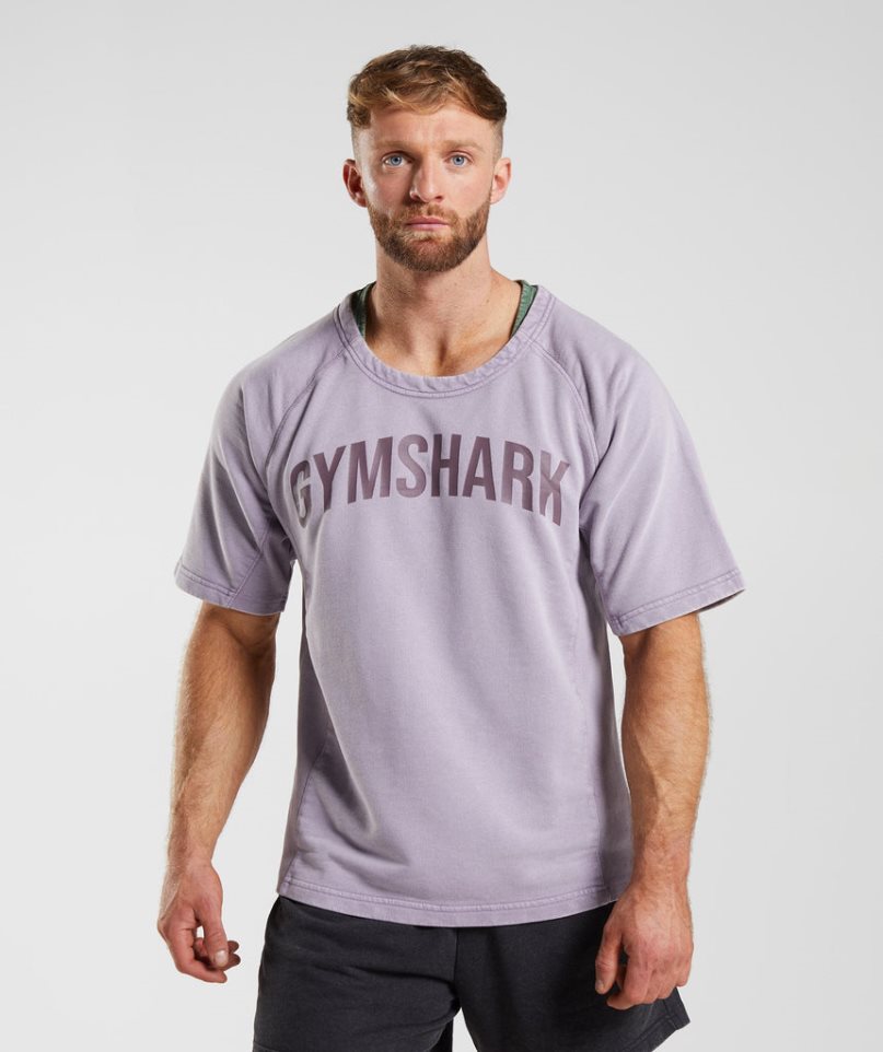 Gymshark Power Washed Rag Top T-shirts Herren Lila | AT-49-MOZU