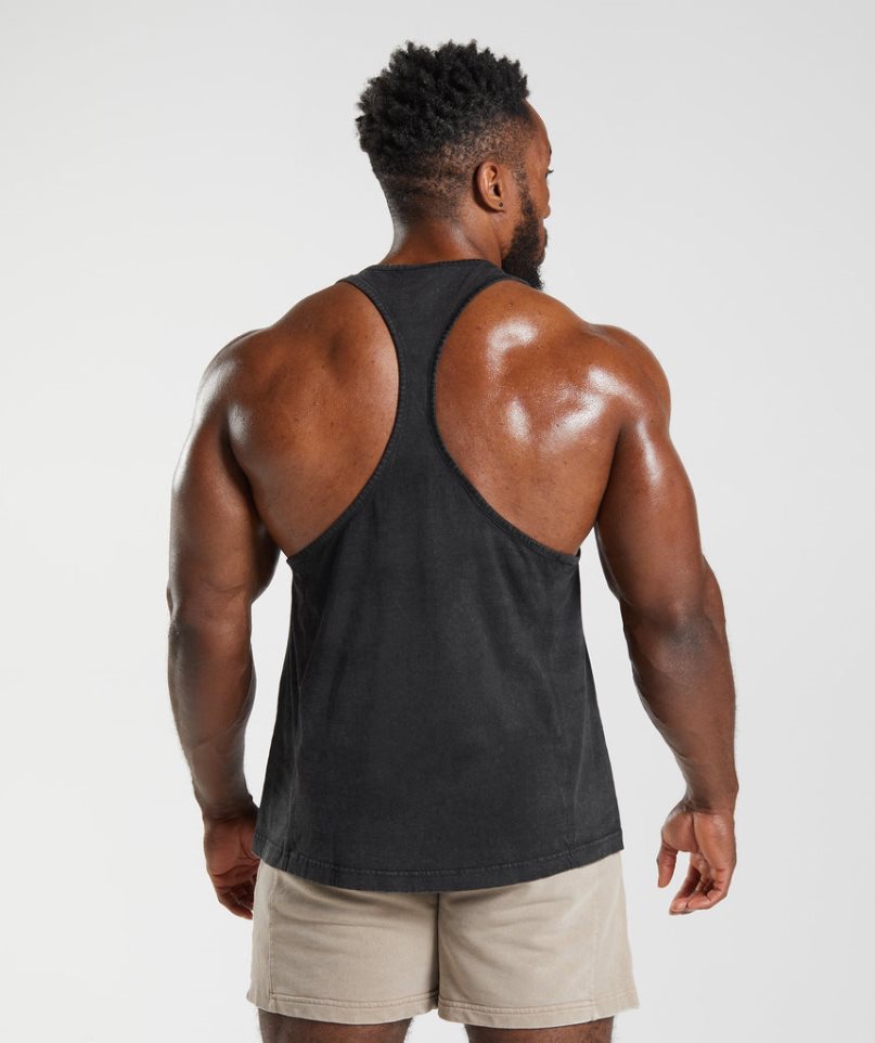 Gymshark Power Washed Stringer Muskelshirt Herren Schwarz | AT-01-SLXJ