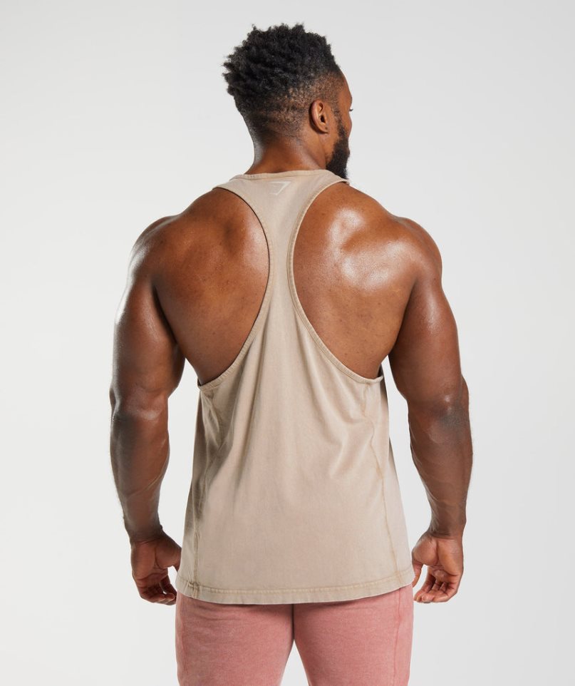 Gymshark Power Washed Stringer Muskelshirt Herren Beige | AT-57-BRAP