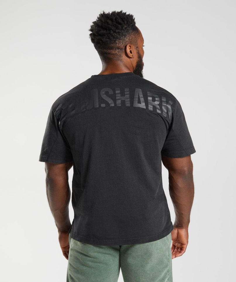 Gymshark Power Washed T-shirts Herren Schwarz | AT-65-EBZJ