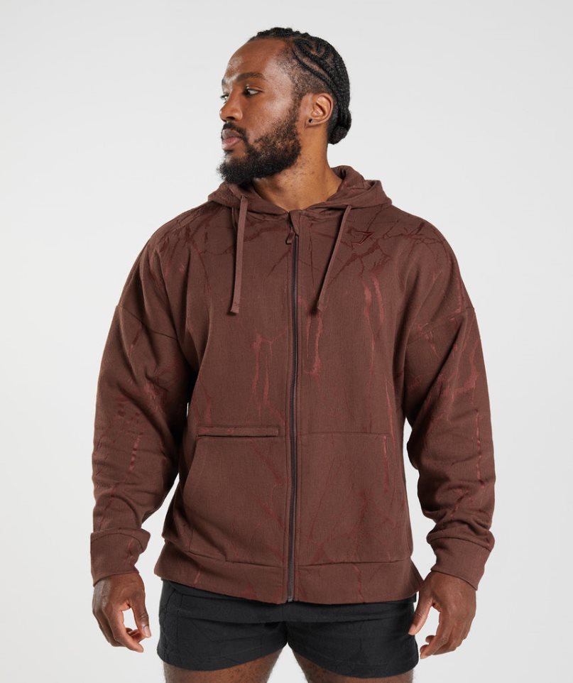 Gymshark Power Zip Hoodie Herren Braun | AT-20-HGNF