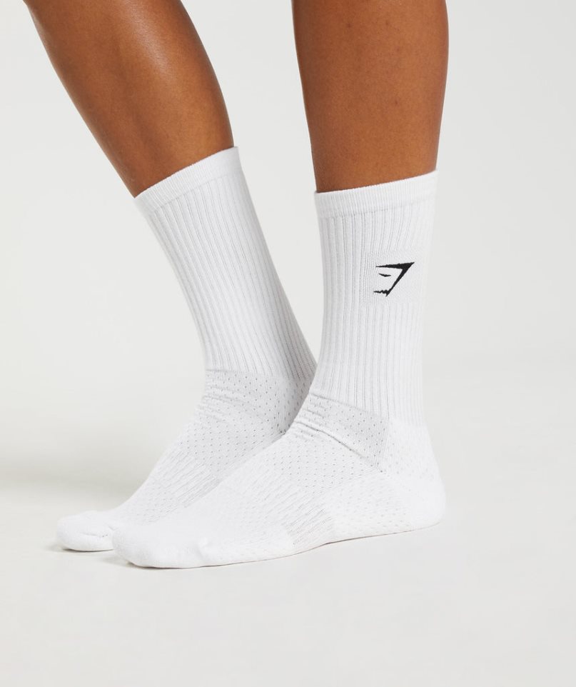 Gymshark Premium Sharkhead Crew Single Socken Weiß | AT-19-TNUD