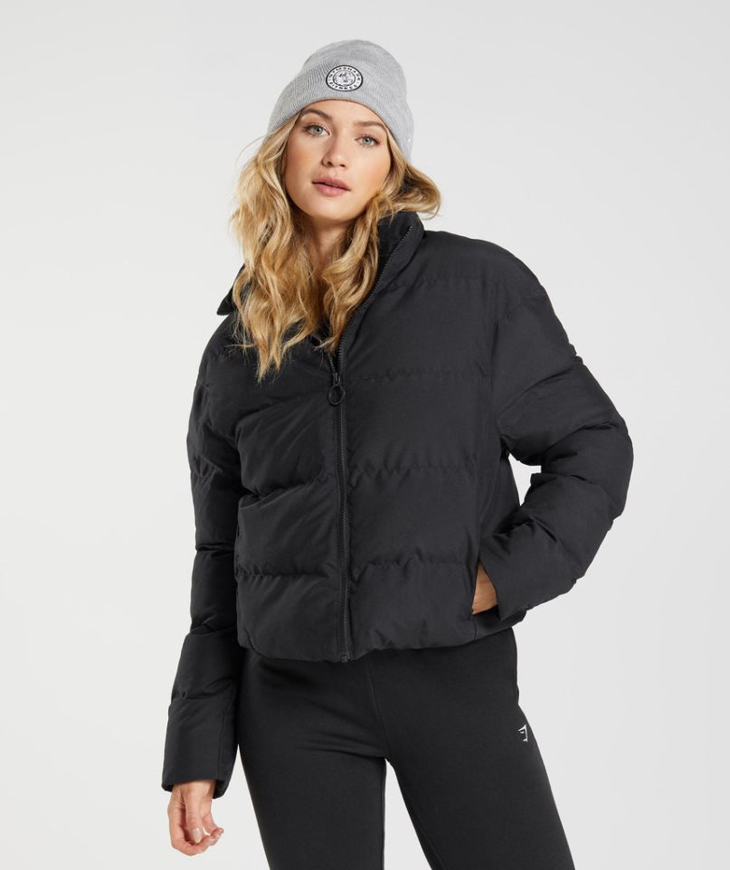 Gymshark Puffer Jacke Damen Schwarz | AT-70-PWXK