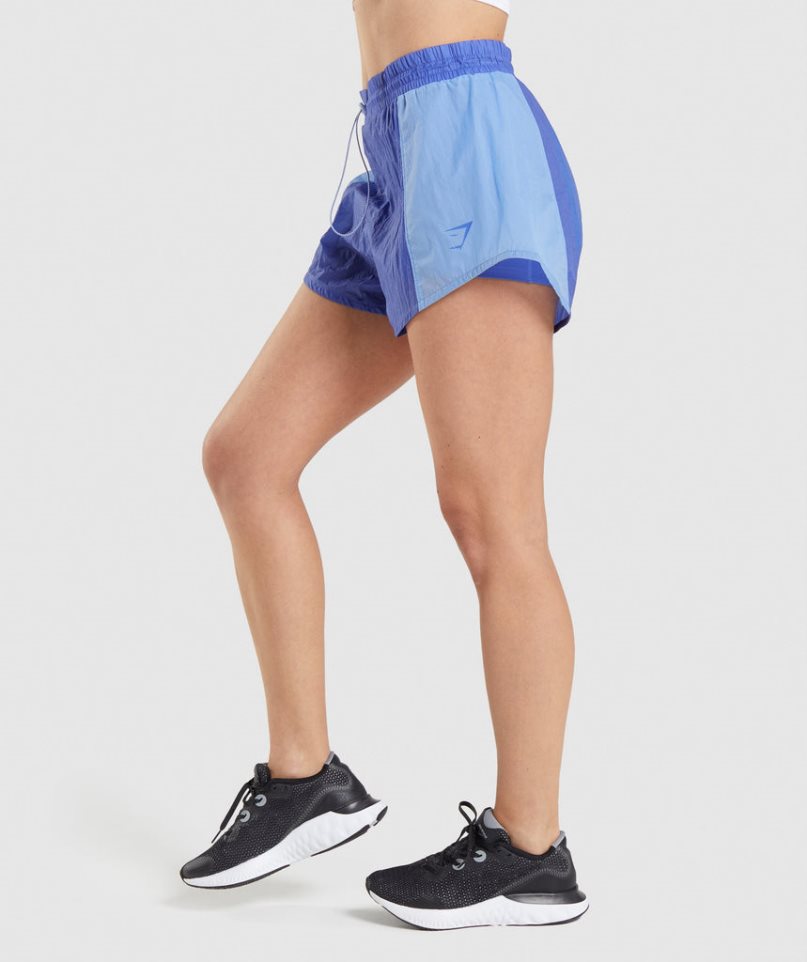 Gymshark Pulse 2 in 1 Kurze Hose Damen Blau | AT-57-RYUC