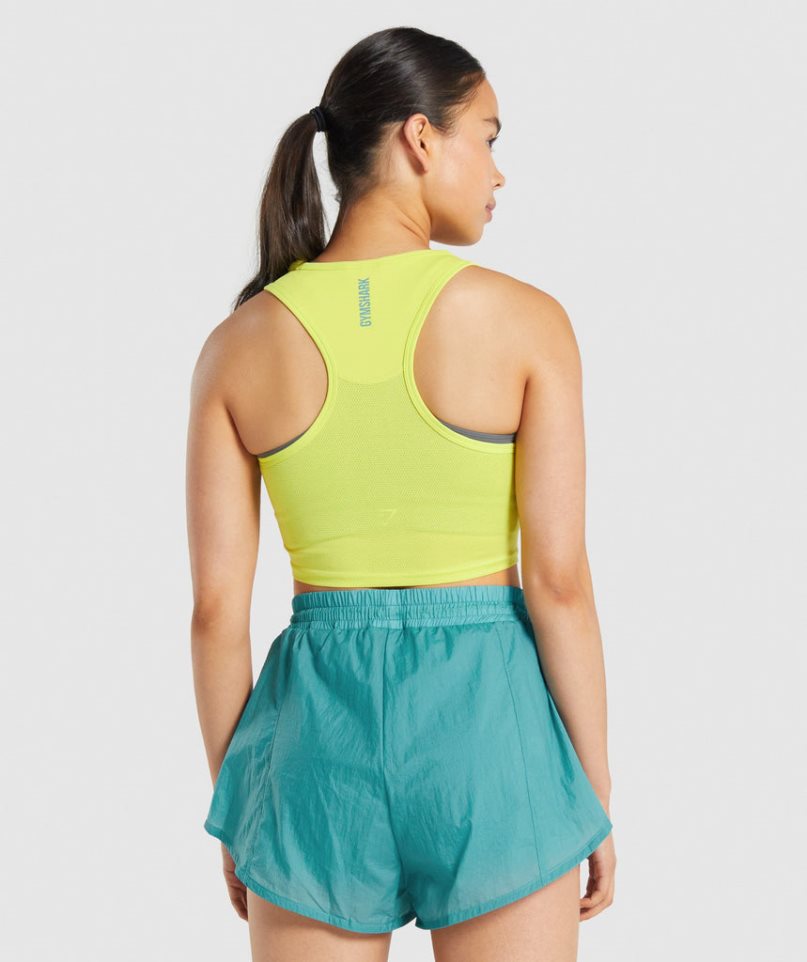 Gymshark Pulse Crop Muskelshirt Damen Gelb | AT-17-XTBF