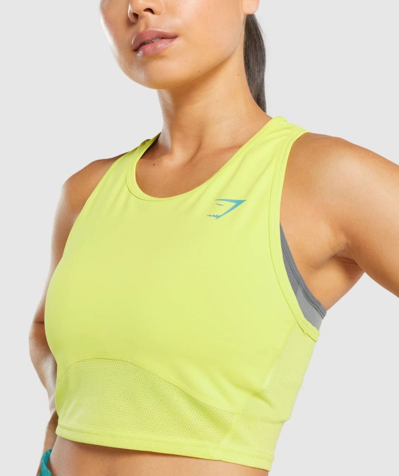 Gymshark Pulse Crop Muskelshirt Damen Gelb | AT-17-XTBF