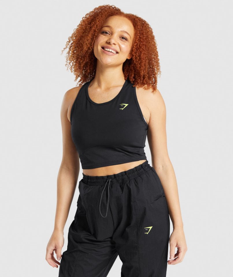 Gymshark Pulse Crop Muskelshirt Damen Schwarz | AT-29-DVUQ