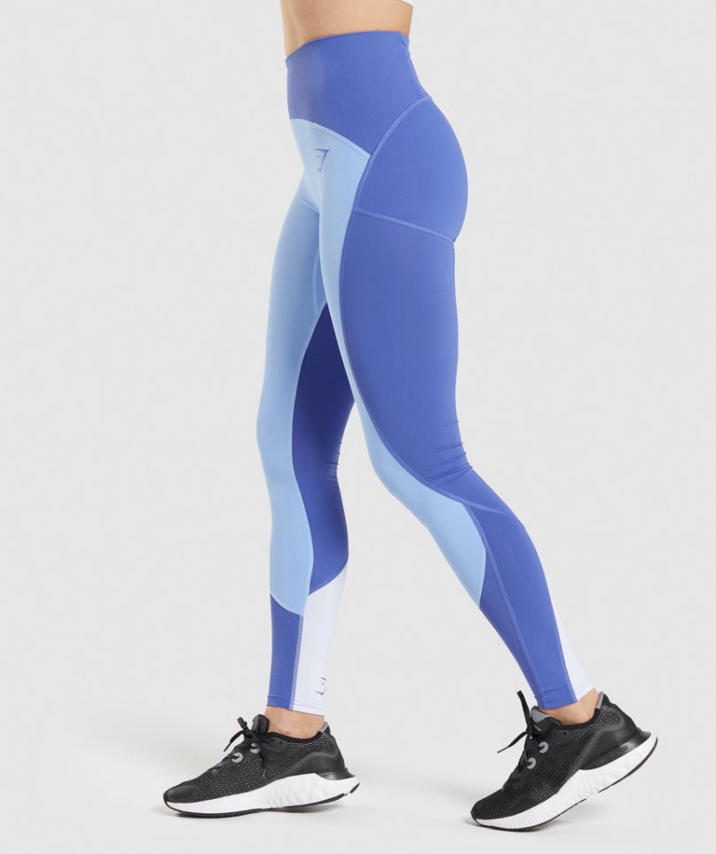 Gymshark Pulse Mesh Leggings Damen Blau | AT-86-VEDL