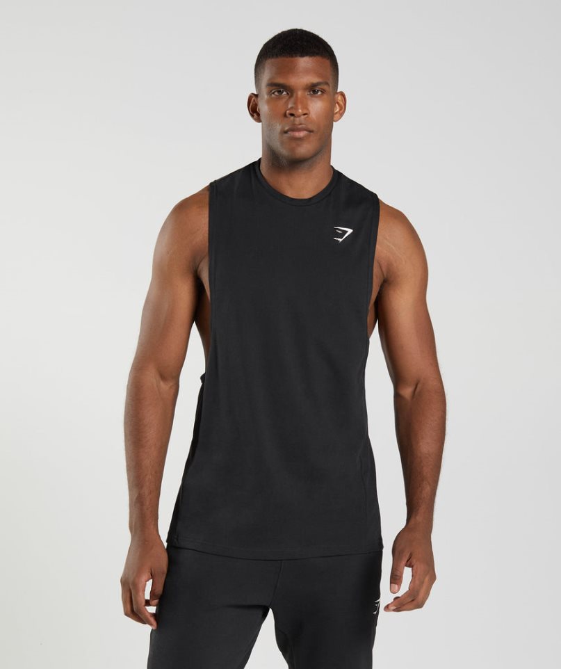 Gymshark React Drop Arm Muskelshirt Herren Schwarz | AT-01-WHRB