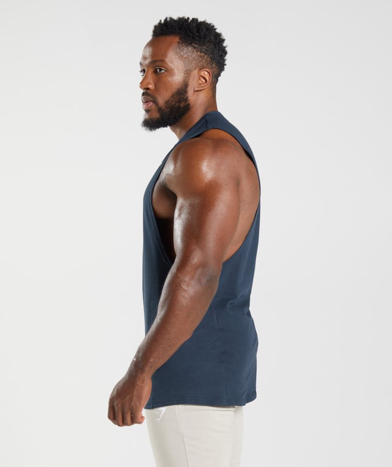 Gymshark React Drop Arm Muskelshirt Herren Navy | AT-81-FHUW