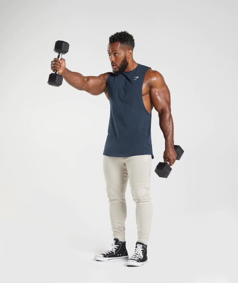 Gymshark React Drop Arm Muskelshirt Herren Navy | AT-81-FHUW