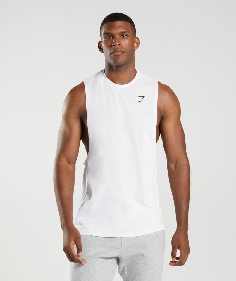 Gymshark React Drop Arm Muskelshirt Herren Weiß | AT-92-KCLA