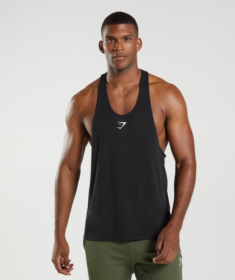 Gymshark React Stringer Muskelshirt Herren Schwarz | AT-01-TGSQ