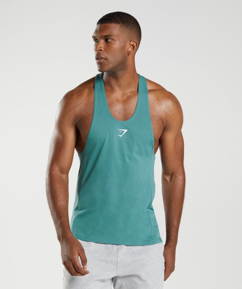 Gymshark React Stringer Muskelshirt Herren Türkis | AT-58-DFZL