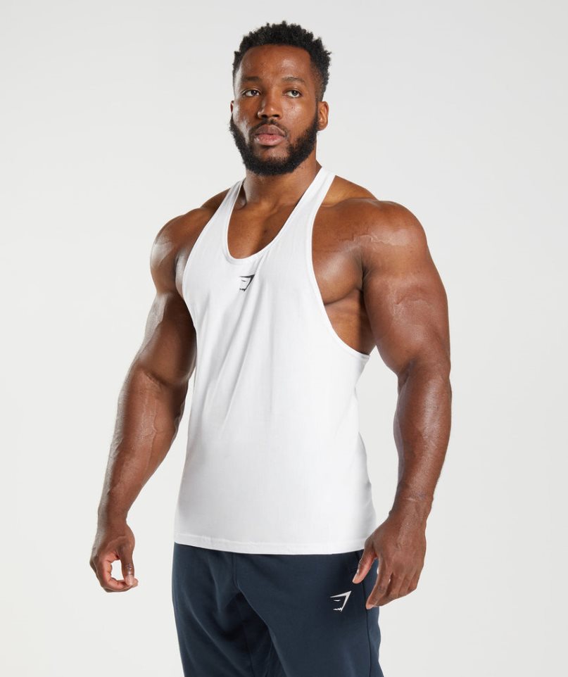 Gymshark React Stringer Muskelshirt Herren Weiß | AT-84-BNWM