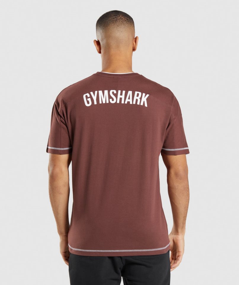 Gymshark Recess T-shirts Herren Bordeaux | AT-34-JMFW