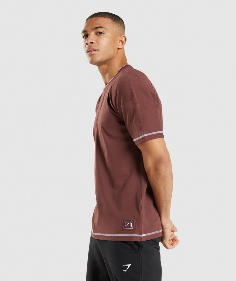 Gymshark Recess T-shirts Herren Bordeaux | AT-34-JMFW