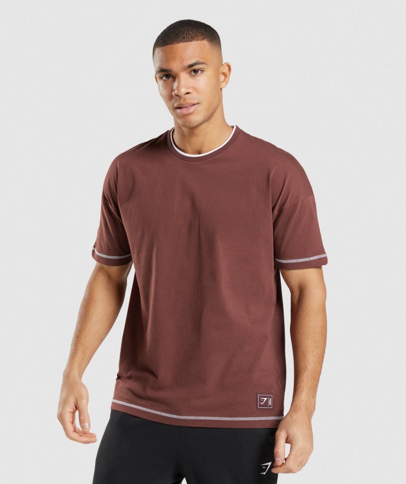 Gymshark Recess T-shirts Herren Bordeaux | AT-34-JMFW