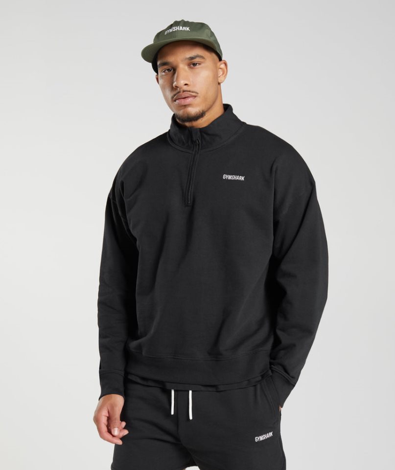 Gymshark Rest Day Sweats 1/4 Zip Sweatshirts Herren Schwarz | AT-64-ZKGM