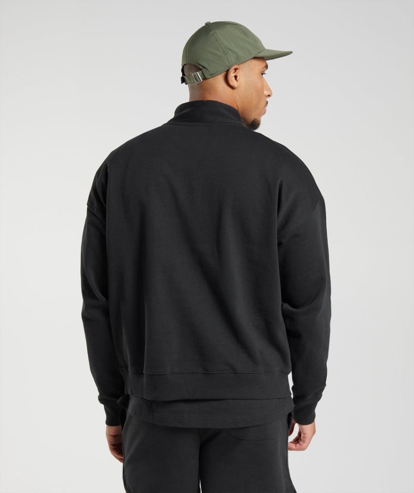 Gymshark Rest Day Sweats 1/4 Zip Sweatshirts Herren Schwarz | AT-64-ZKGM