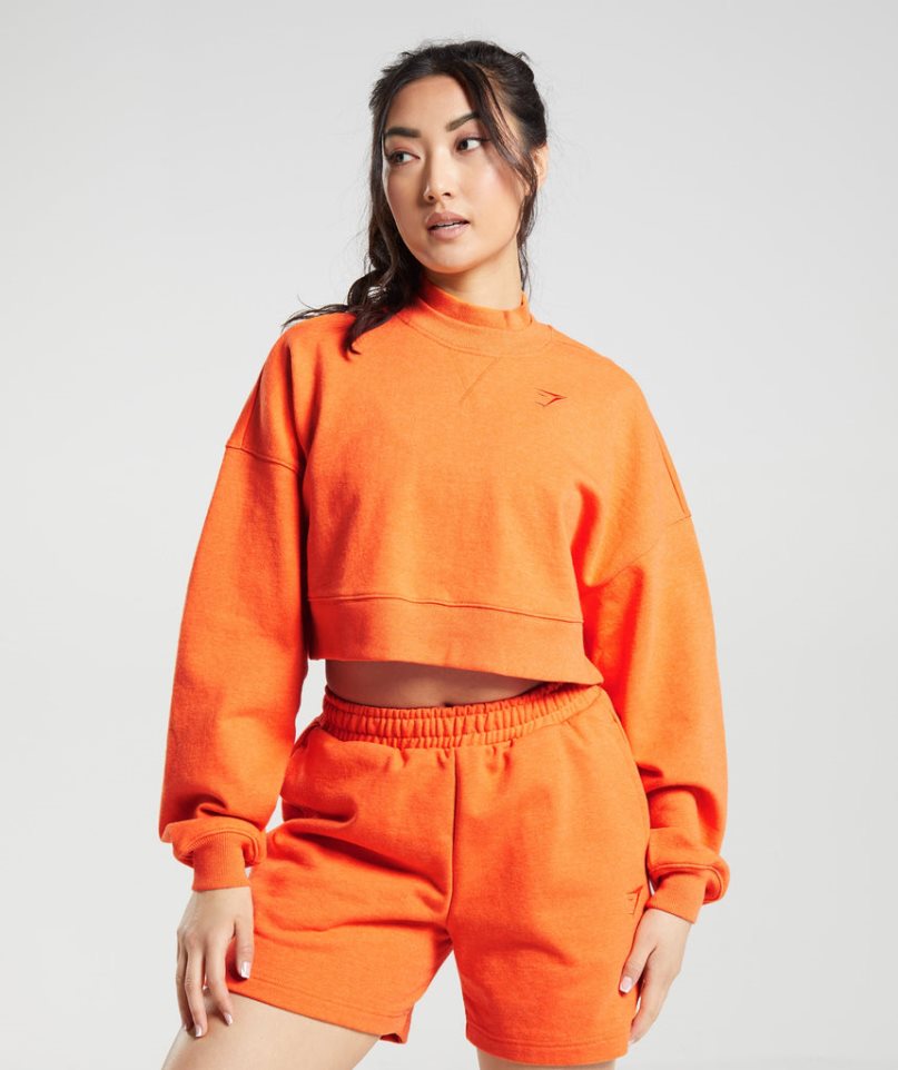 Gymshark Rest Day Sweats Cropped Sweatshirts Damen Orange | AT-04-FABT