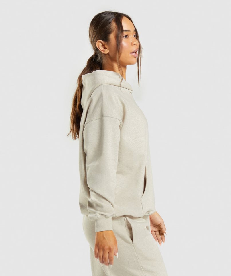 Gymshark Rest Day Sweats Hoodie Damen Beige | AT-81-GEKS