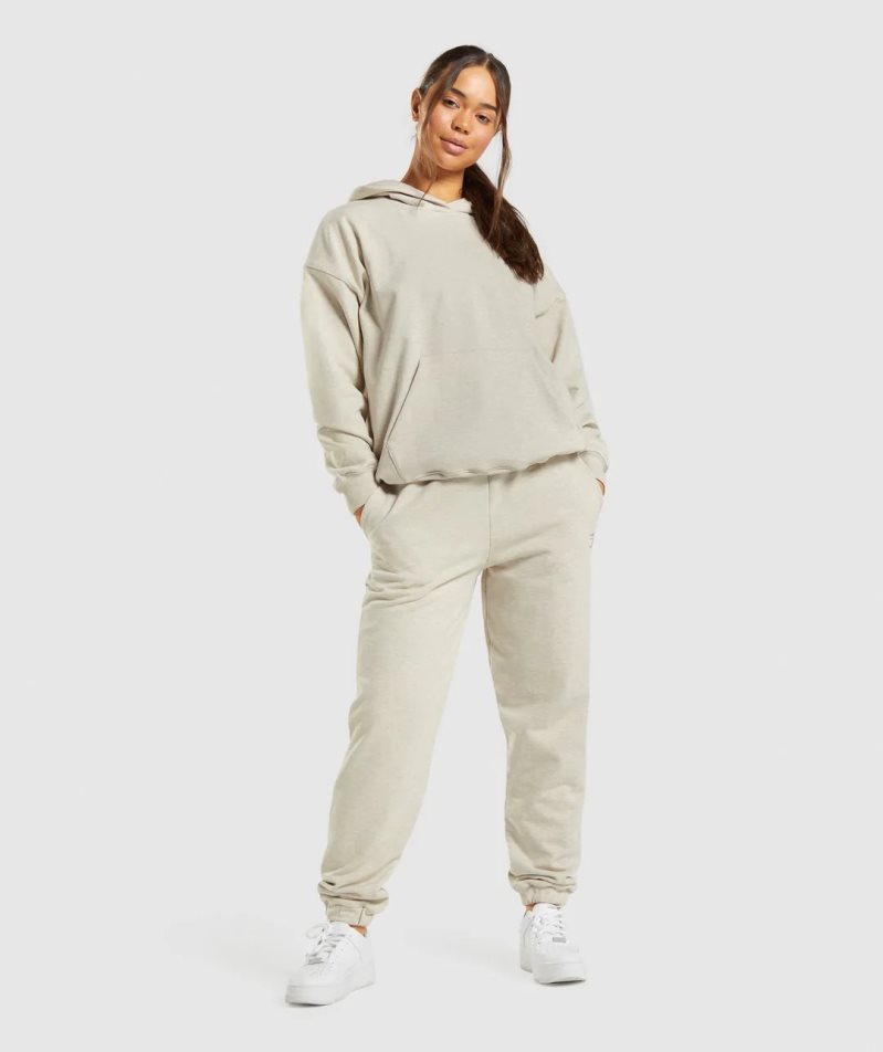 Gymshark Rest Day Sweats Hoodie Damen Beige | AT-81-GEKS