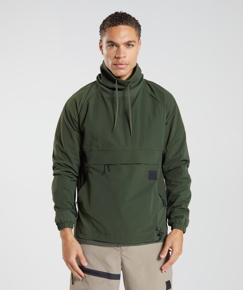 Gymshark Retake Anorak Sweatshirts Herren Olivgrün | AT-09-MQDH