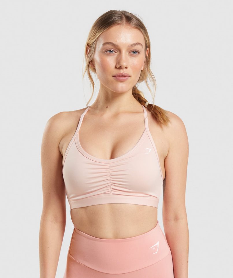 Gymshark Ruched Sport Bh Damen Hellrosa | AT-12-BFWD