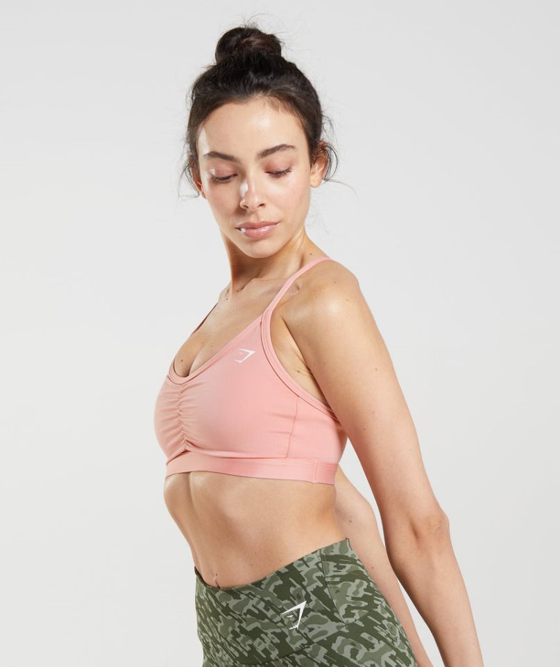 Gymshark Ruched Sport Bh Damen Rosa | AT-01-OYPD