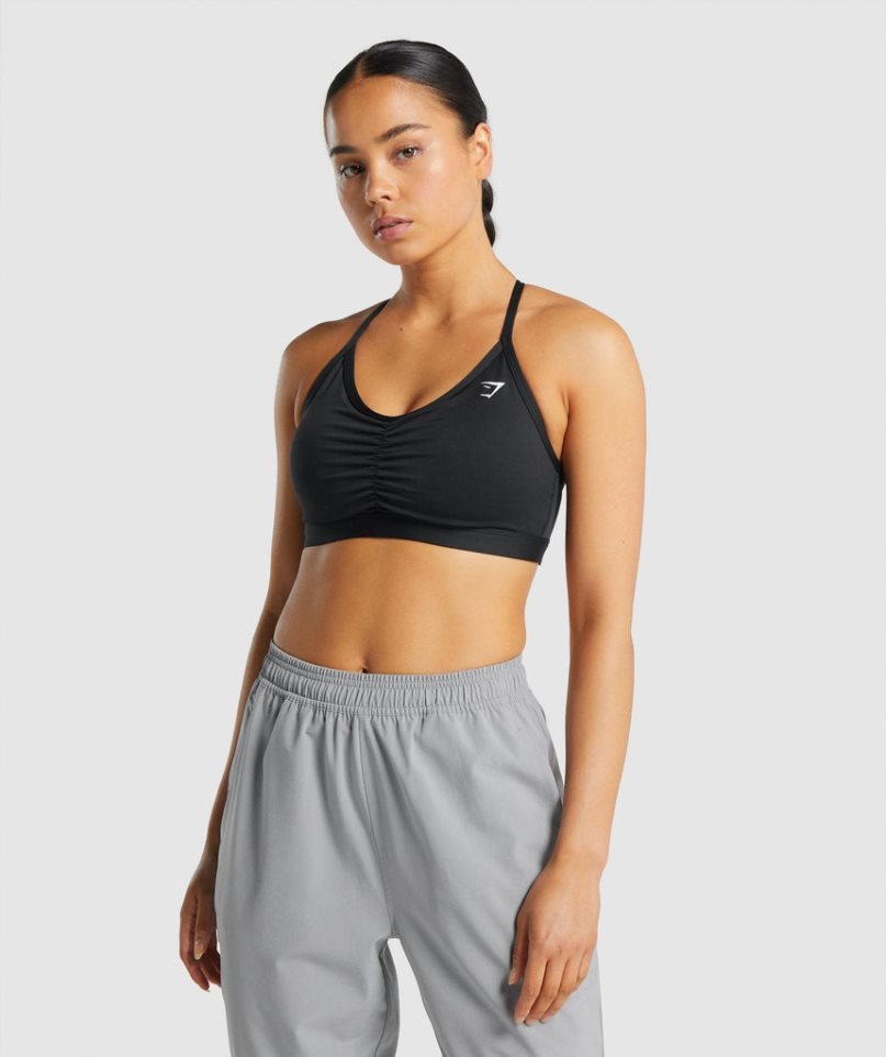 Gymshark Ruched Sport Bh Damen Schwarz | AT-80-USJZ