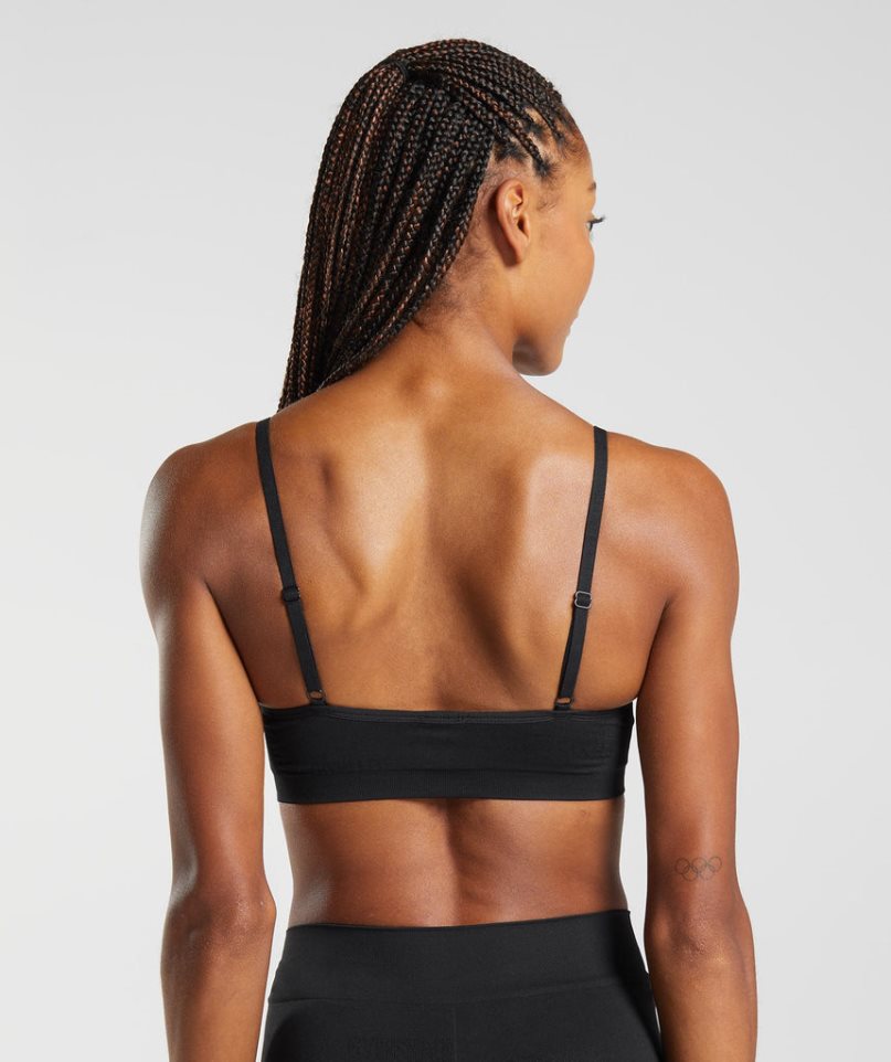 Gymshark Seamless Jacquard Bralette Unterwäsche Damen Schwarz | AT-07-CYAK