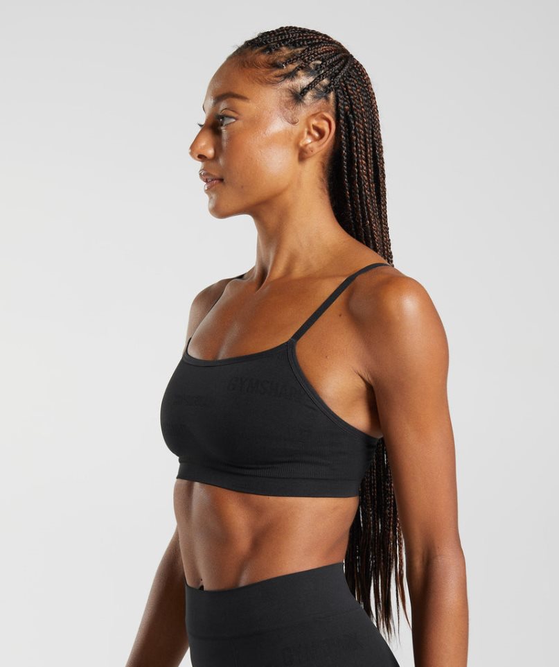 Gymshark Seamless Jacquard Bralette Unterwäsche Damen Schwarz | AT-07-CYAK