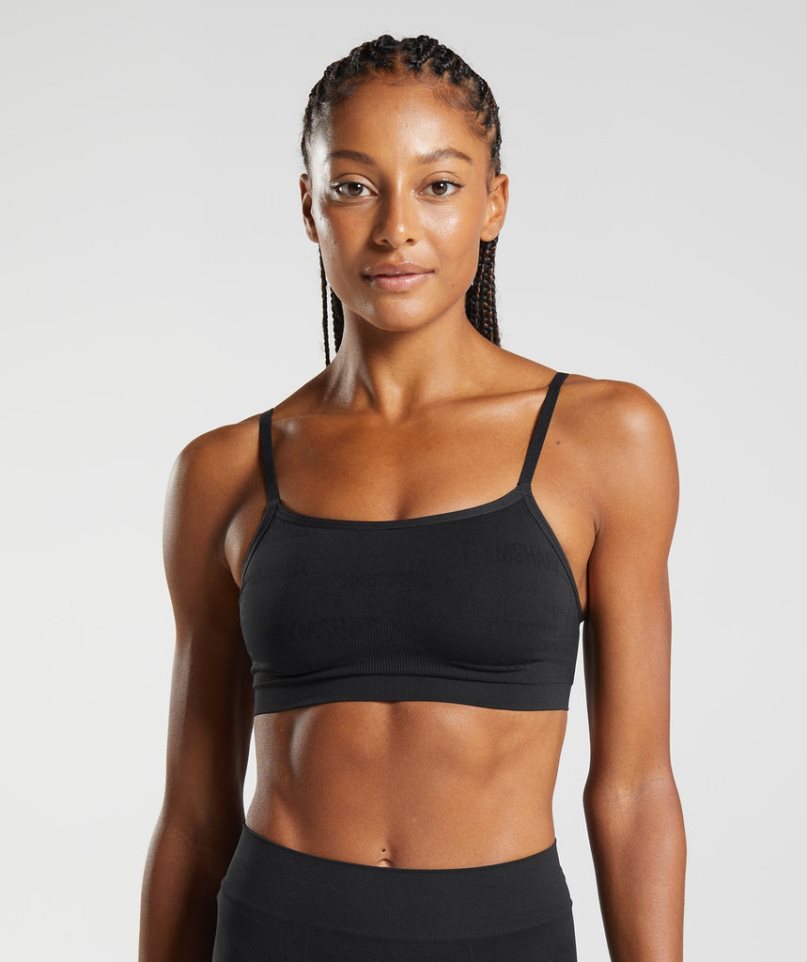 Gymshark Seamless Jacquard Bralette Unterwäsche Damen Schwarz | AT-07-CYAK