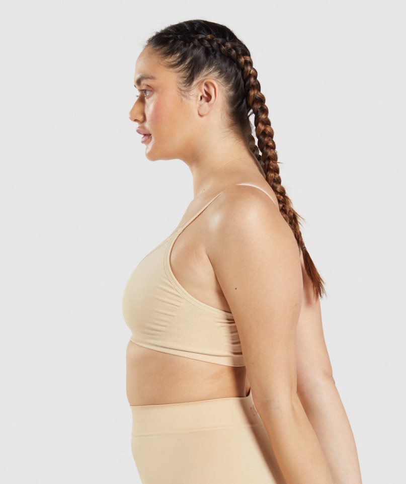 Gymshark Seamless Low Neck Bralette Unterwäsche Damen Hellbraun | AT-09-MIWB