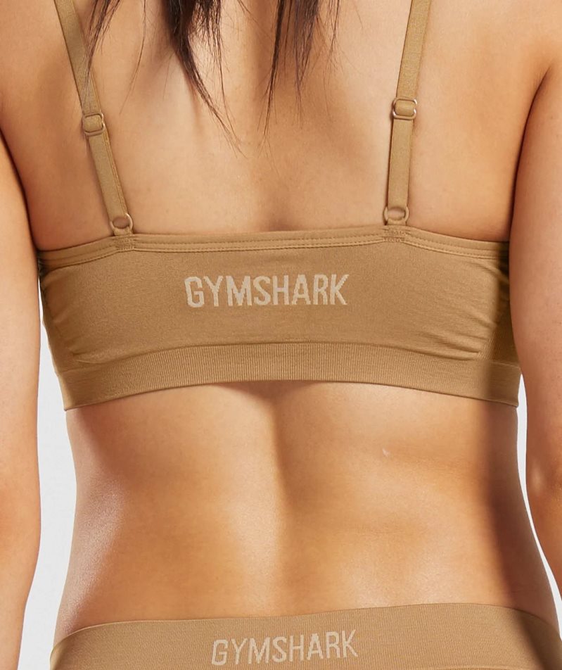 Gymshark Seamless Low Neck Bralette Unterwäsche Damen Hellbraun | AT-84-VIDO