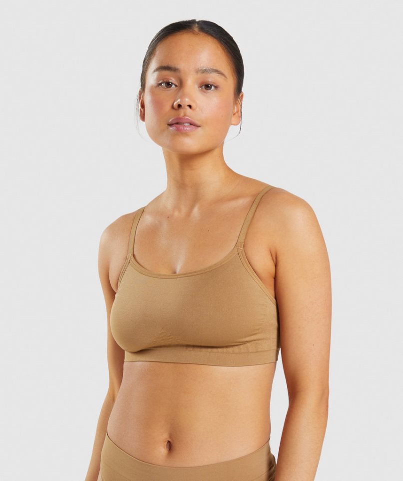 Gymshark Seamless Scoop Neck Bralette Unterwäsche Damen Hellbraun | AT-45-UCLQ