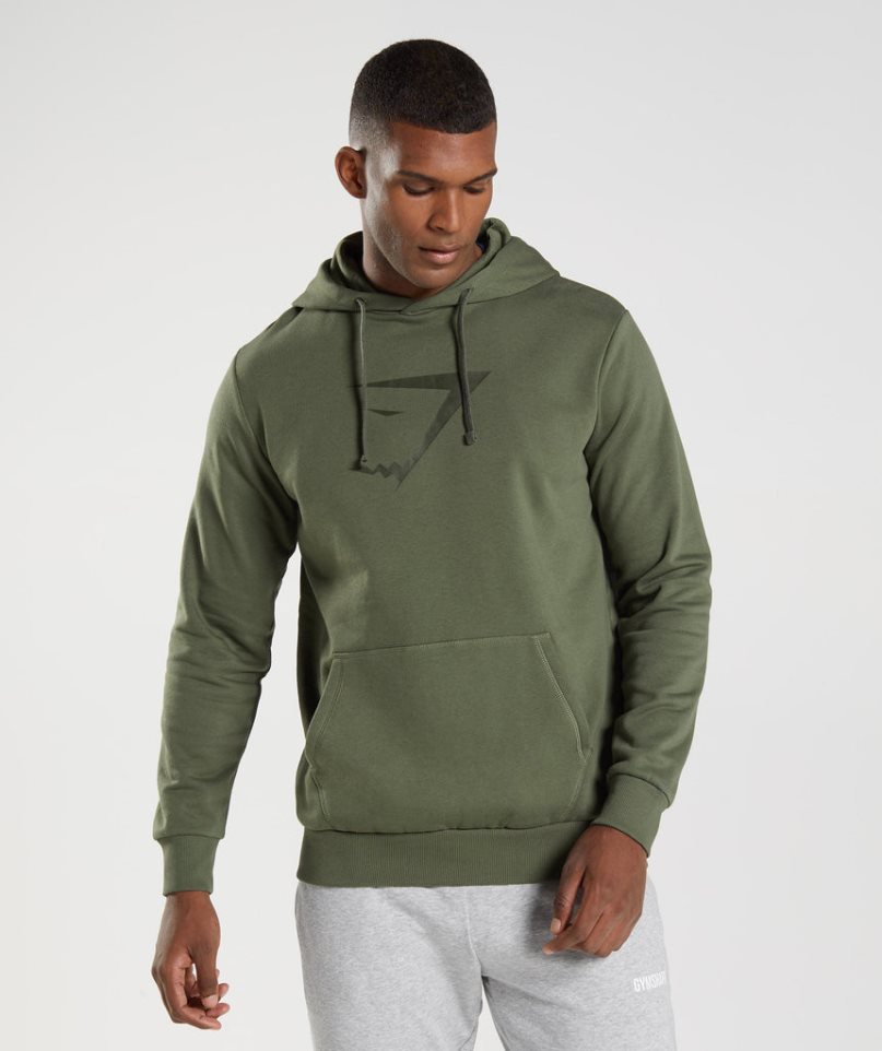 Gymshark Sharkhead Infill Hoodie Herren Olivgrün | AT-09-HZEF