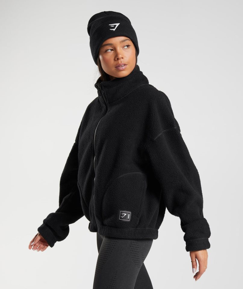 Gymshark Sherpa Jacke Damen Schwarz | AT-56-NCRA