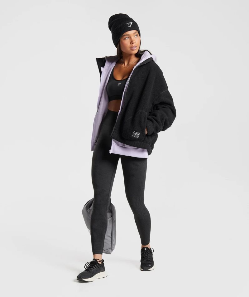 Gymshark Sherpa Jacke Damen Schwarz | AT-56-NCRA