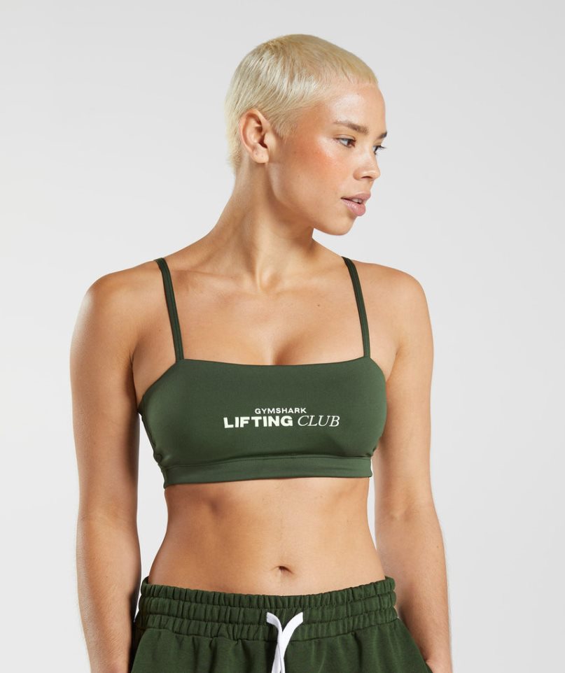 Gymshark Social Club Bandeau Sport Bh Damen Olivgrün | AT-78-TNEH