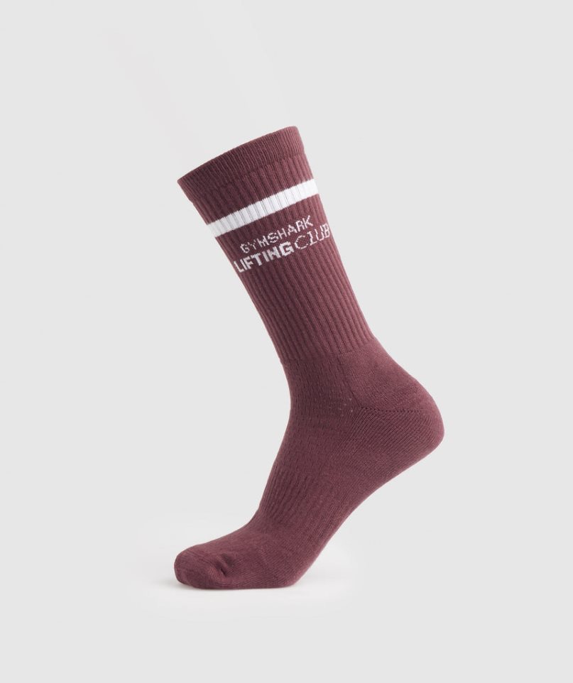 Gymshark Social Club Double Stripe 1pk Socken Bordeaux | AT-62-OHKR