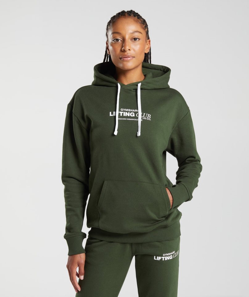 Gymshark Social Club Oversized Hoodie Damen Olivgrün | AT-73-DTMW