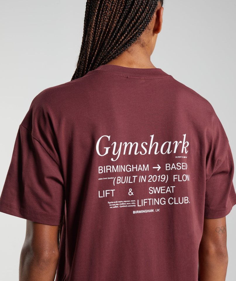 Gymshark Social Club Oversized T-shirts Damen Bordeaux | AT-61-SMFE