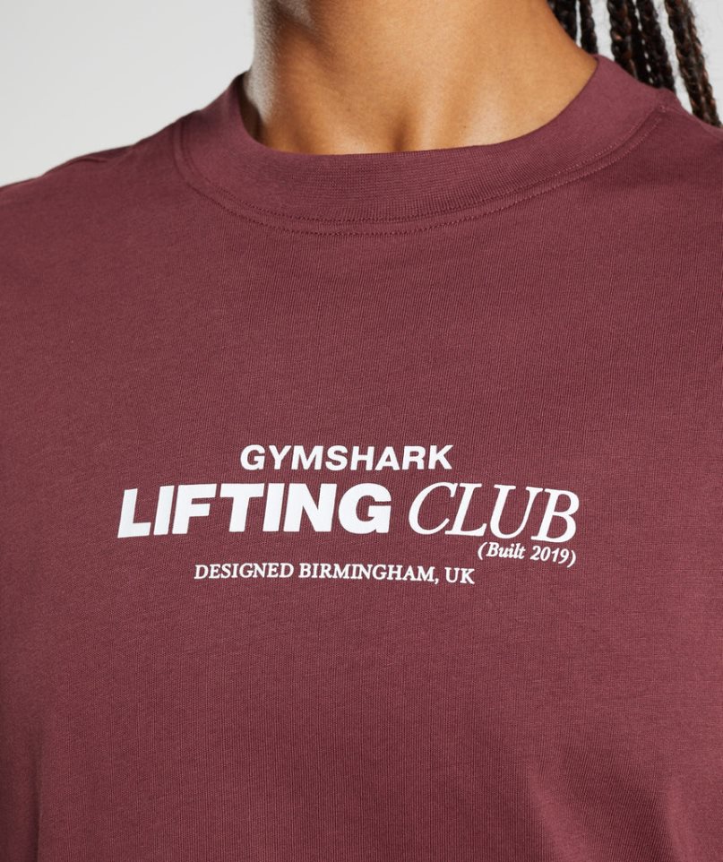 Gymshark Social Club Oversized T-shirts Damen Bordeaux | AT-61-SMFE