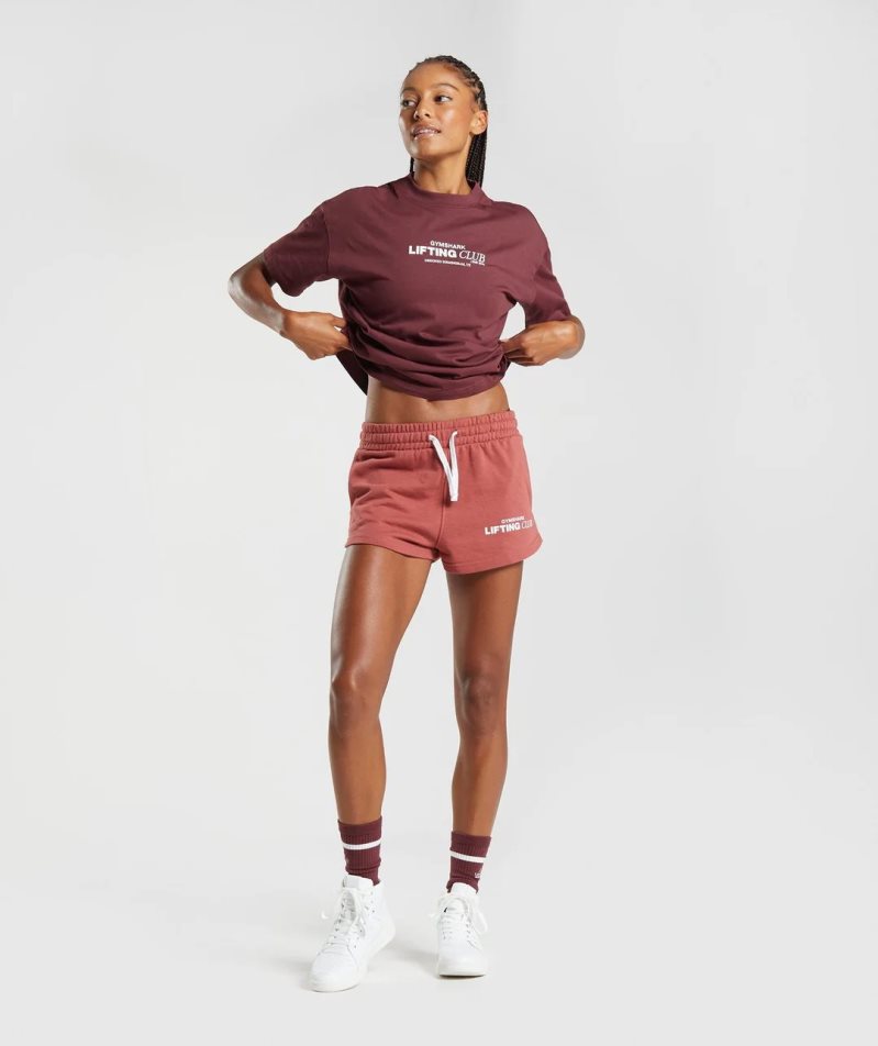 Gymshark Social Club Oversized T-shirts Damen Bordeaux | AT-61-SMFE