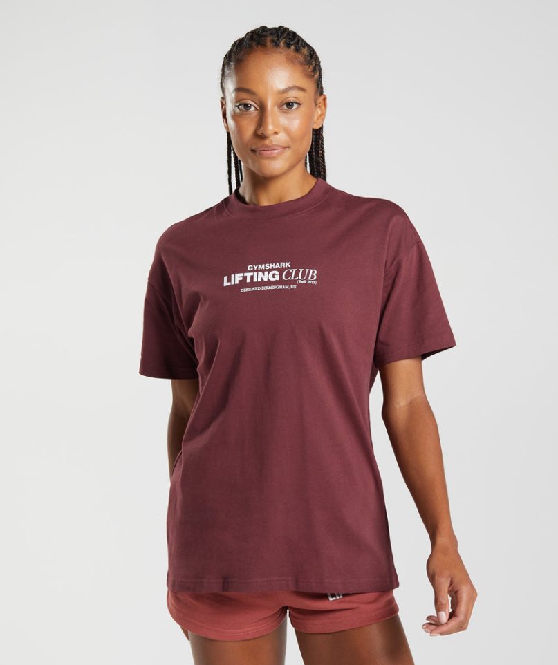 Gymshark Social Club Oversized T-shirts Damen Bordeaux | AT-61-SMFE