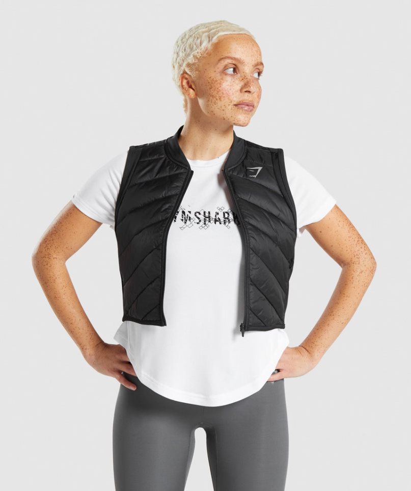 Gymshark Speed Gilet Jacke Damen Schwarz | AT-28-VYMR