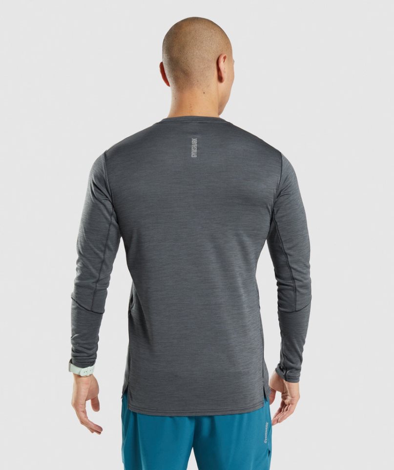 Gymshark Speed Long Sleeve T-shirts Herren Dunkelgrau | AT-64-YHIQ